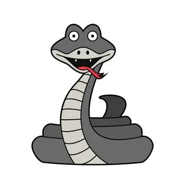Cute cartoon vector illustration of a Black Mamba snake isolated on white b.. 库存插图
