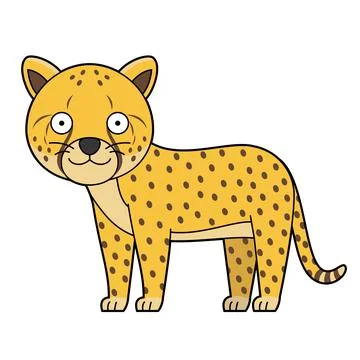 Cute cartoon vector illustration of a cheetah isolated on white background Stock Illustration