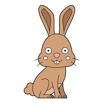 Cute cartoon vector illustration of a hare isolated on white background Stock Illustration