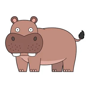 Cute cartoon vector illustration of a hippo isolated on white background Stock Illustration