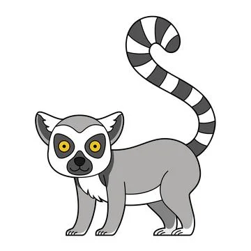 Cute cartoon vector illustration of a lemur isolated on white background Stock Illustration