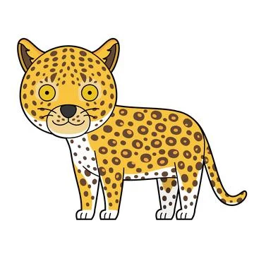 Cute cartoon vector illustration of a leopard isolated on white background Stock Illustration