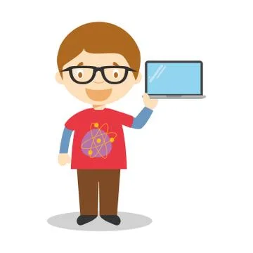 Cute cartoon vector illustration of a programmer or a computer expert Stock-Illustration