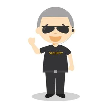 Cute cartoon vector illustration of a security guard 스톡 일러스트
