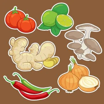 Cute cartoon Vegetable set Stock Illustration