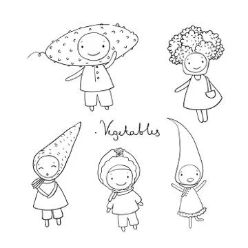 Cute cartoon vegetables Stock Illustration
