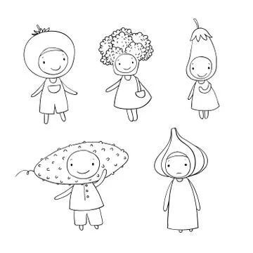 Cute cartoon vegetables Stock Illustration