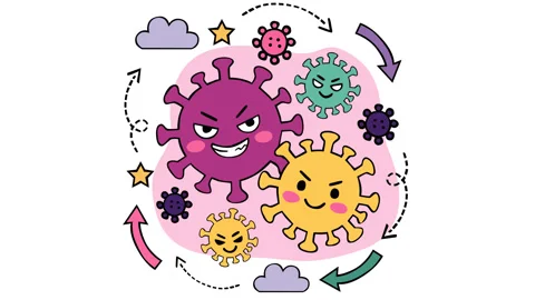 Cute Cartoon Virus Characters Animation for Pandemic and Health Awareness Fo Stock-Footage 335803190