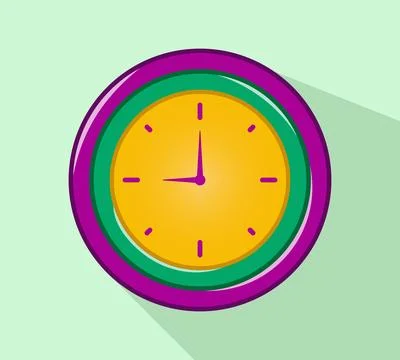 Cute cartoon wall clock icon isolated background. Stock Illustration