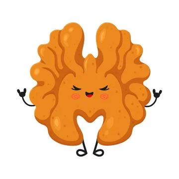 Cute cartoon walnut character making rock on gesture Stock Illustration