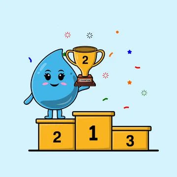 Cute cartoon water drop as the second winner Stock Illustration
