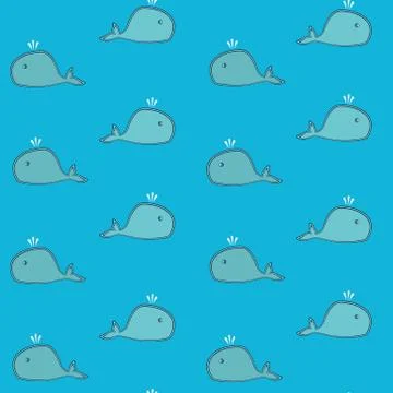 Cute cartoon whales pattern Illustrazione stock
