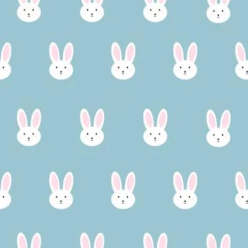 A cute cartoon white rabbit seamless pattern Stock Illustration