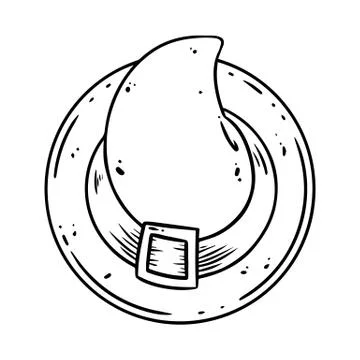 Cute cartoon witch hat top view doodle image. Magic or witchcraft logo. Media Illustrazione stock