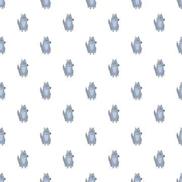 Cute cartoon wolf characters creating seamless pattern 스톡 일러스트