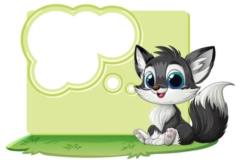 Cute Cartoon Wolf with Speech Bubble 스톡 일러스트