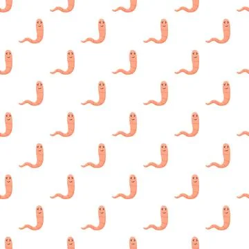 Cute cartoon worm character seamless pattern background Stock Illustration