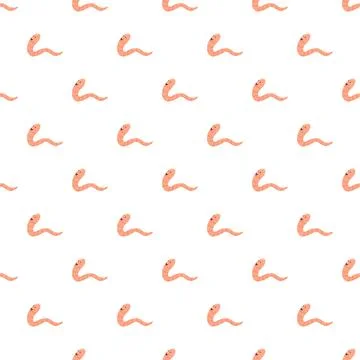 Cute cartoon worms pattern background seamless texture 库存插图