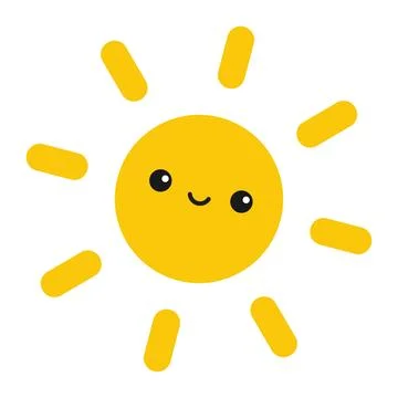 Cute cartoon yellow sun. Vector illustration Stock Illustration