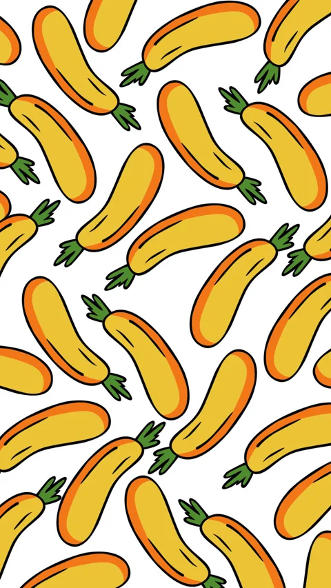 Cute Cartoon Yellow Zucchini Pattern Animation Background  Seamless Vegetabl Stock Footage 348151386