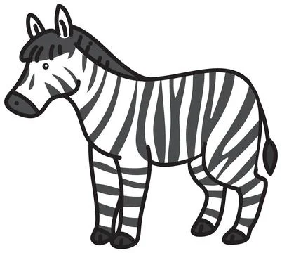 Cute Cartoon Zebra Doodle Vector Illustration on White Background Иллюстрация