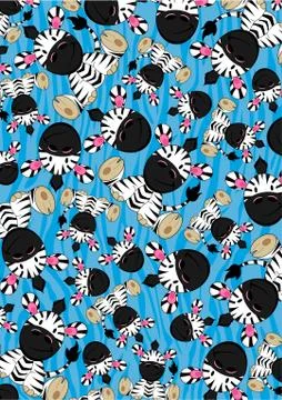 Cute Cartoon Zebra Pattern Stock Illustration