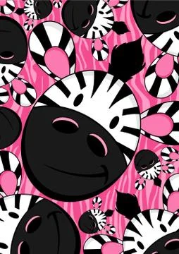 Cute Cartoon Zebra Pattern Illustrazione stock