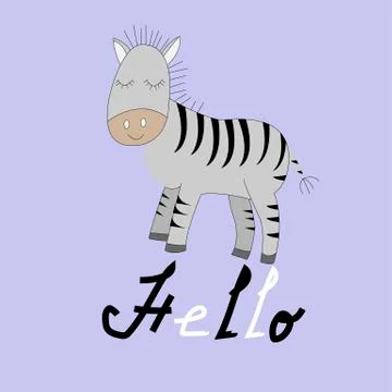 Cute cartoon zebra. Vector print illustration. Stock Illustration