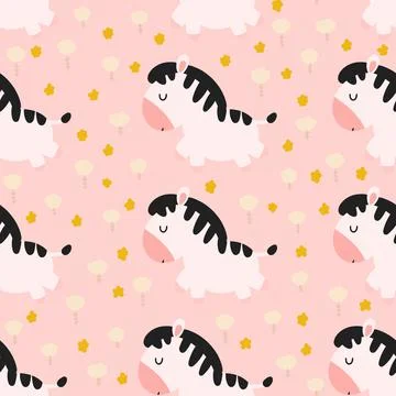 Cute cartoon zebras Seamless pattern Illustrazione stock