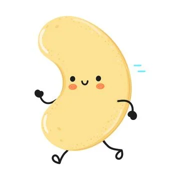 Cute cashew nut character running smiling Stock Illustration