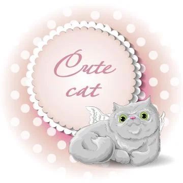 Cute cat angel Stock Illustration