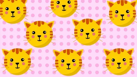 Cute cat animation background seamless looping Stock Footage 127546662