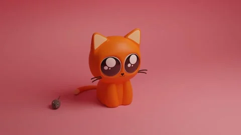 Cute cat is annoyed by a running mouse Video stock 229638157