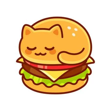 Cute cat burger drawing Stock Illustration