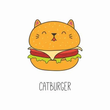 Cute cat burger Stock Illustration