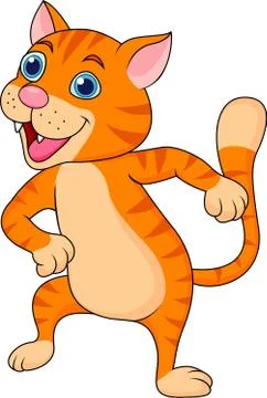 Cute cat cartoon dancing Stock Illustration