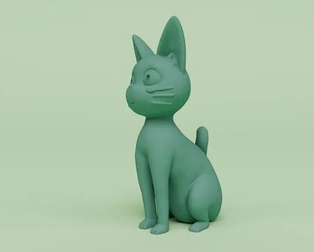 Cute cat character 3d render Abstract design element Minimalist concept Illustrazione stock