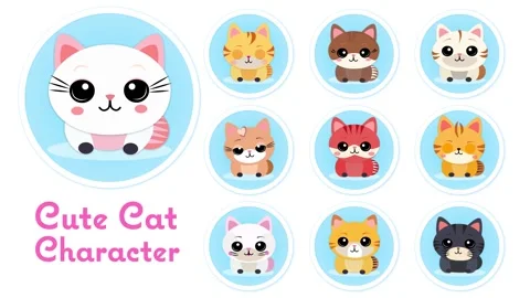 Cute Cat Character Pack Stock After Effects