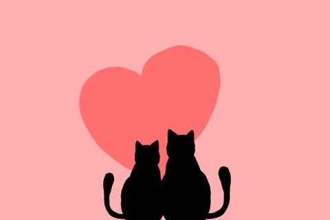 Cute cat couple Stock Illustration