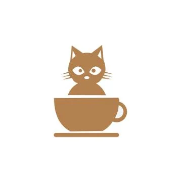 Cute Cat in cup. Cartoon vector illustration, Vector clip art illustration fo Stock Illustration