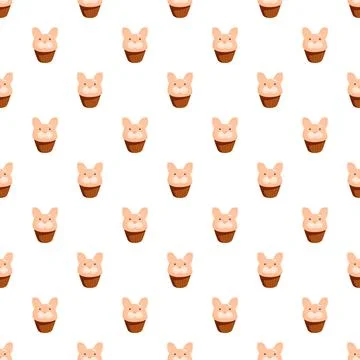 Cute cat cupcake seamless pattern background illustration Illustrazione stock