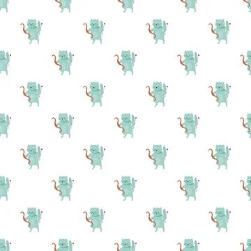 Cute cat cupid seamless pattern for valentine's day Stock Illustration