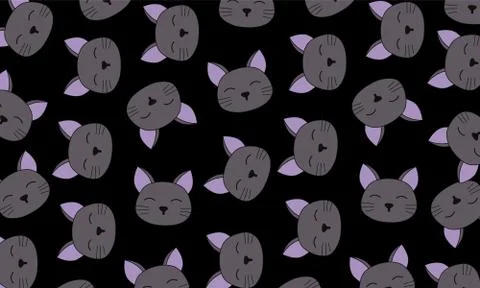 Cute Cat in Dark Background Stock Illustration