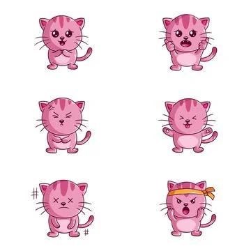 Cute cat design, hand drawn style set Stock Illustration