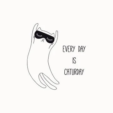 Cute cat doodle with quote Stock Illustration