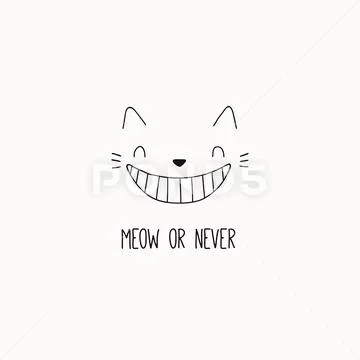 Cute cartoon cat icon - Stock Image - Everypixel