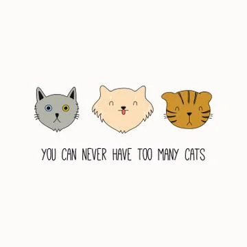 Cute cat doodle with quote Stock Illustration