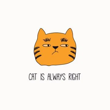 Cute cat doodle with quote Stock Illustration