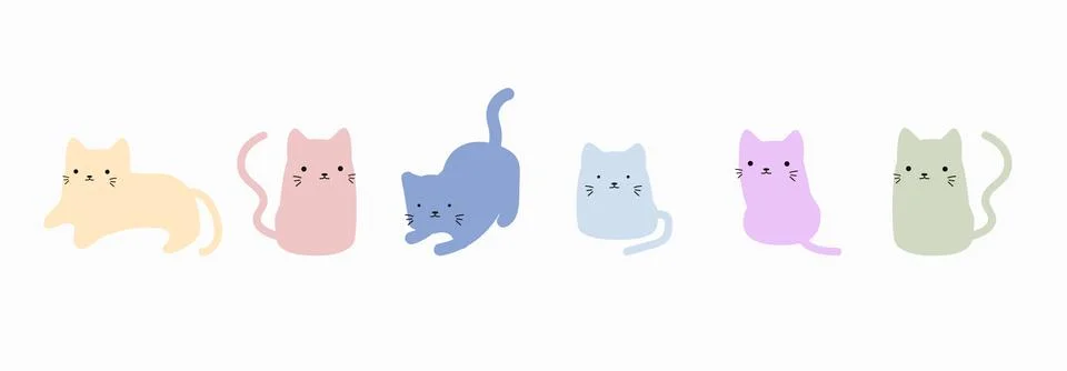 Cute cat doodle vector set Illustrazione stock