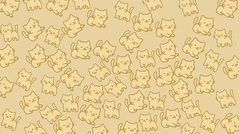 Cute cat, doodles, seamles pattern Stock Illustration